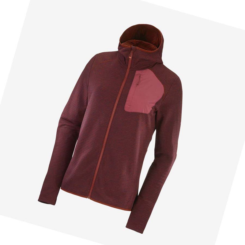 Sudadera Con Capucha Salomon ESSENTIAL LIGHTWARM HOODED Mujer Rojas | 59731-NGWA