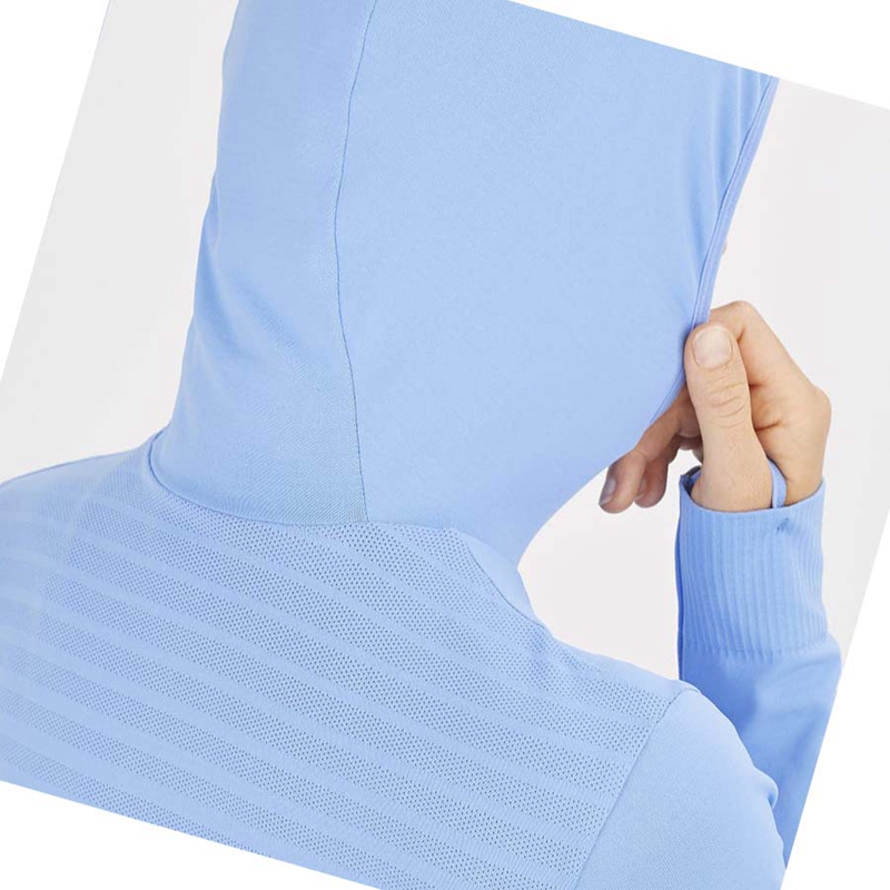 Sudadera Con Capucha Salomon ESSENTIAL SEAMLESS Mujer Azules | 20798-HJZU