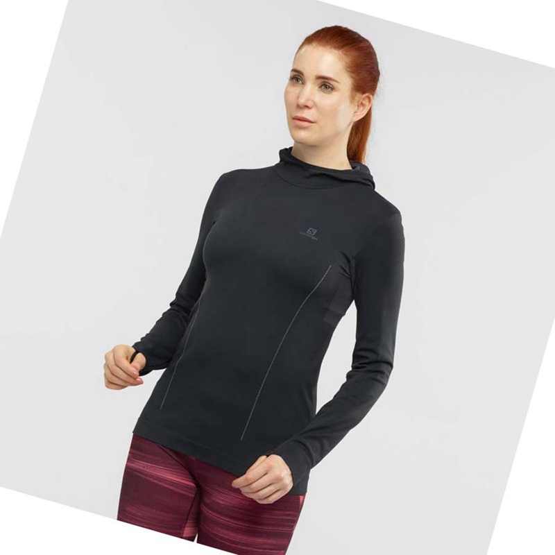 Sudadera Con Capucha Salomon ESSENTIAL SEAMLESS Mujer Negras | 72598-JORI