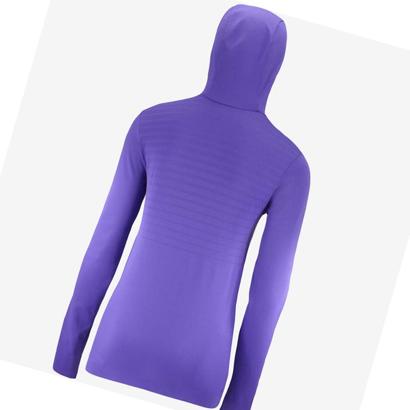 Sudadera Con Capucha Salomon ESSENTIAL SEAMLESS Mujer Moradas | 84376-NCMA