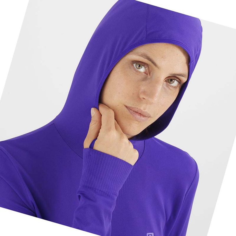 Sudadera Con Capucha Salomon ESSENTIAL SEAMLESS Mujer Moradas | 84376-NCMA