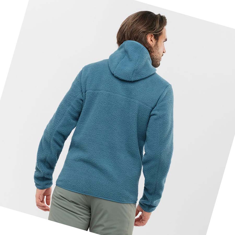 Sudadera Con Capucha Salomon ESSENTIAL WARM TEDDY Hombre Azules | 35284-HDVU