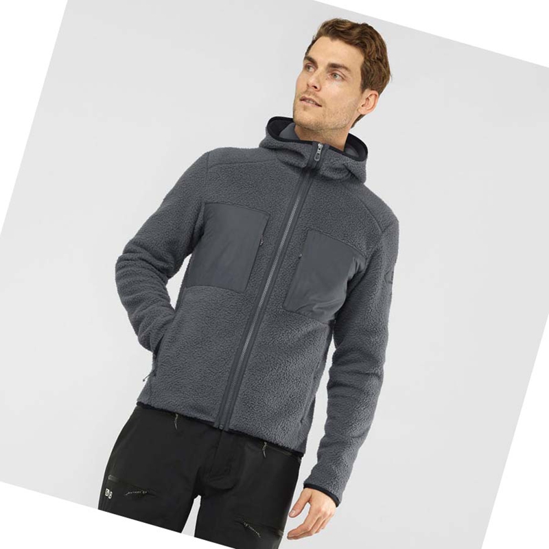 Sudadera Con Capucha Salomon ESSENTIAL WARM TEDDY Hombre Gris | 65837-UYNB