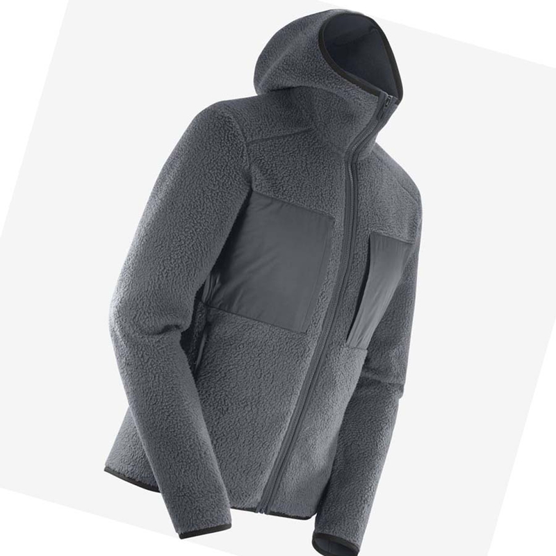 Sudadera Con Capucha Salomon ESSENTIAL WARM TEDDY Hombre Gris | 65837-UYNB