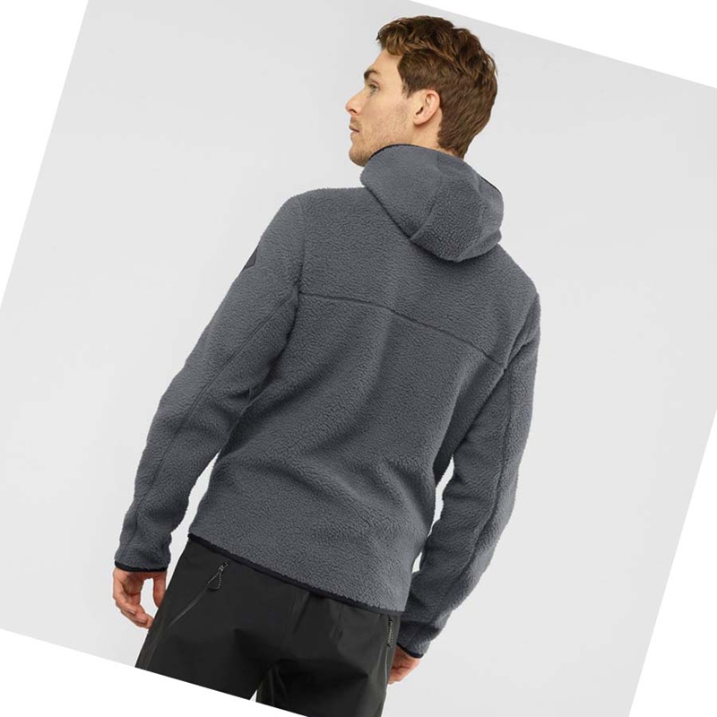 Sudadera Con Capucha Salomon ESSENTIAL WARM TEDDY Hombre Gris | 65837-UYNB