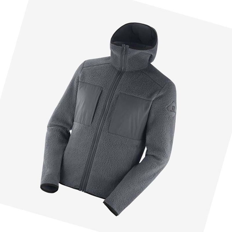 Sudadera Con Capucha Salomon ESSENTIAL WARM TEDDY Hombre Gris | 65837-UYNB