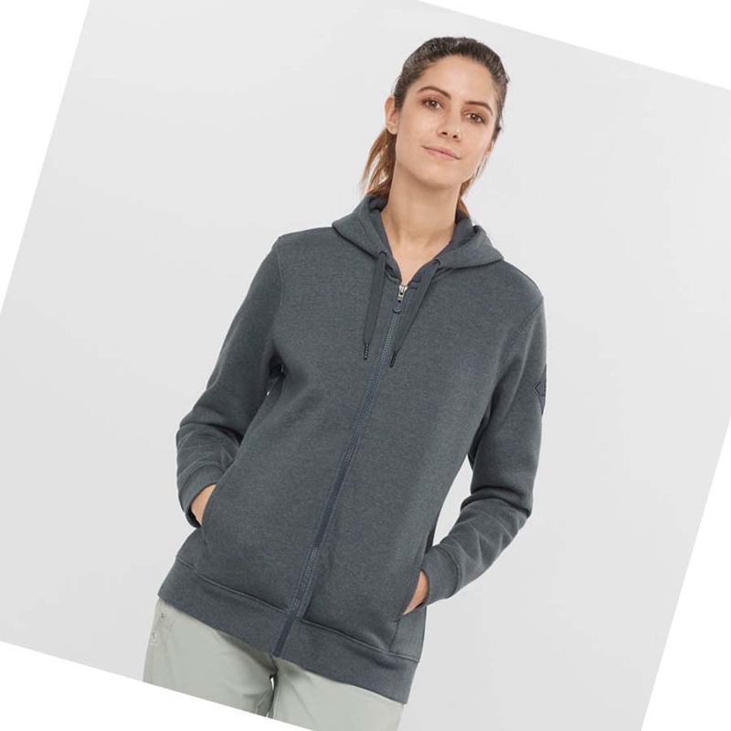 Sudadera Con Capucha Salomon ESSENTIAL WARM SALOMON Mujer Gris | 72619-XMTZ