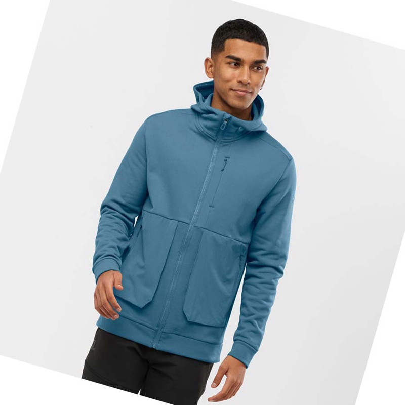 Sudadera Con Capucha Salomon ESSENTIAL WARM FLEECE Hombre Azules | 73620-IQSV