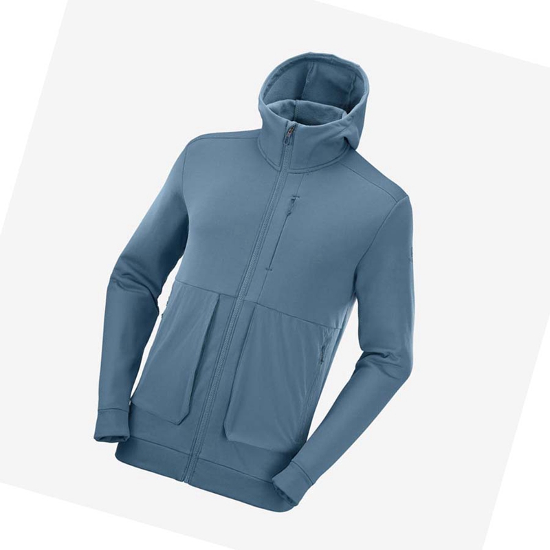 Sudadera Con Capucha Salomon ESSENTIAL WARM FLEECE Hombre Azules | 73620-IQSV