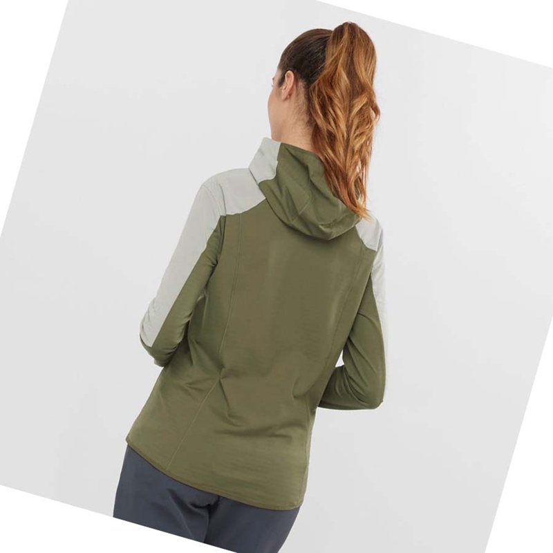 Sudadera Con Capucha Salomon OUTLINE ALL SEASON HYBRID Mujer Verde Oliva | 05632-WXQD