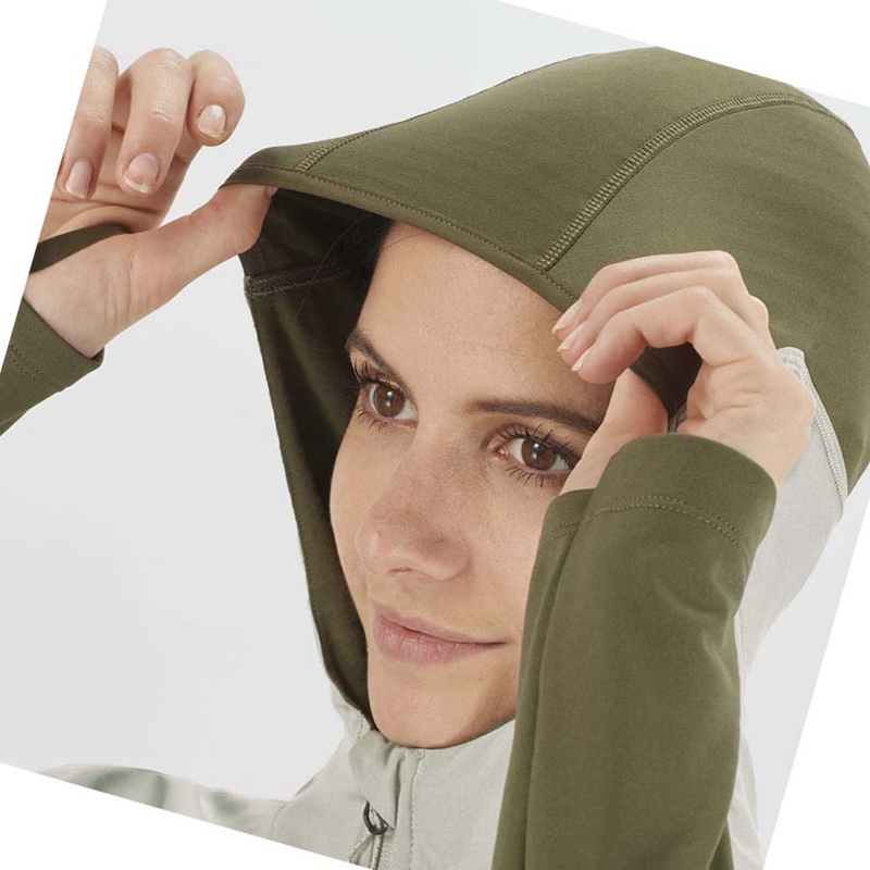 Sudadera Con Capucha Salomon OUTLINE ALL SEASON HYBRID Mujer Verde Oliva | 05632-WXQD