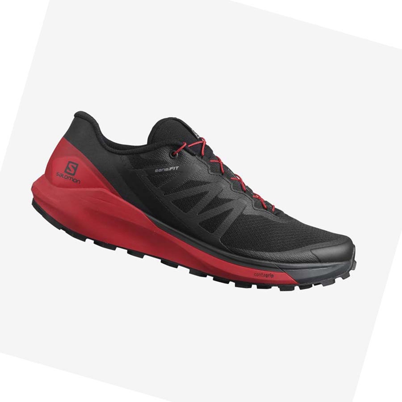 Zapatillas De Trail Running Salomon SENSE RIDE 4 Hombre Negras Rojas | 15827-SUIH