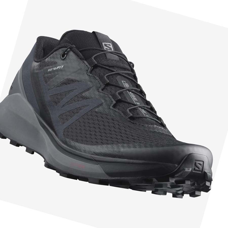 Zapatillas De Trail Running Salomon SENSE RIDE 4 Hombre Negras Gris | 97325-MKUO