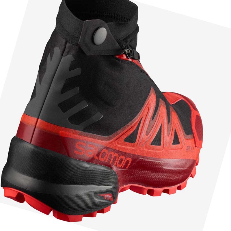 Zapatillas De Trail Running Salomon SNOWSPIKE CLIMASALOMON™ WATERPROOF Hombre Negras Rojas | 30624-YHDJ