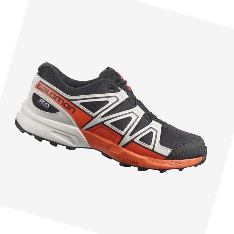 Zapatillas De Trail Running Salomon SPEEDCROSS CLIMASALOMON™ WATERPROOF Niños Negras Rosas | 93602-VURZ