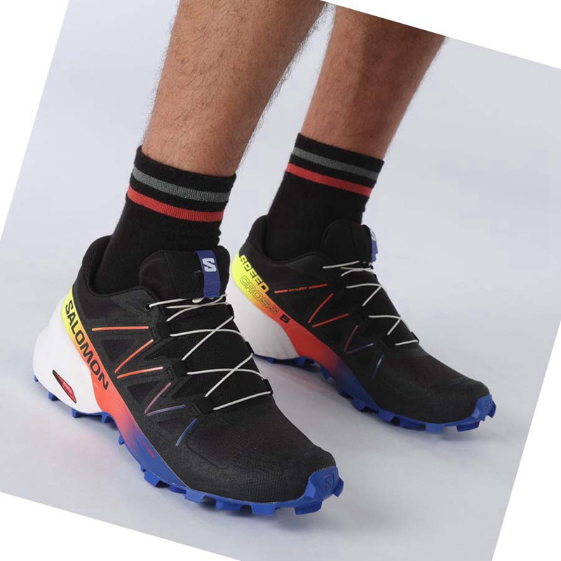 Zapatillas De Trail Running Salomon SPEEDCROSS 5 RACING PACK Hombre Negras Azules | 95370-PFEW