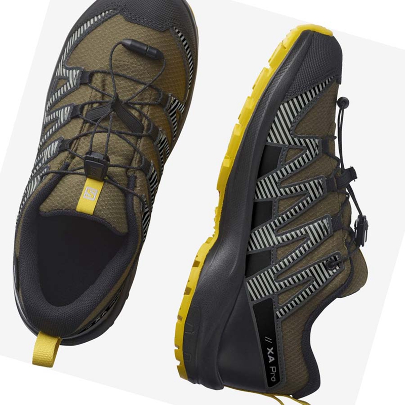 Zapatillas De Trail Running Salomon XA PRO V8 CLIMASALOMON™ WATERPROOF Niños Verde Oliva | 40569-HJFX