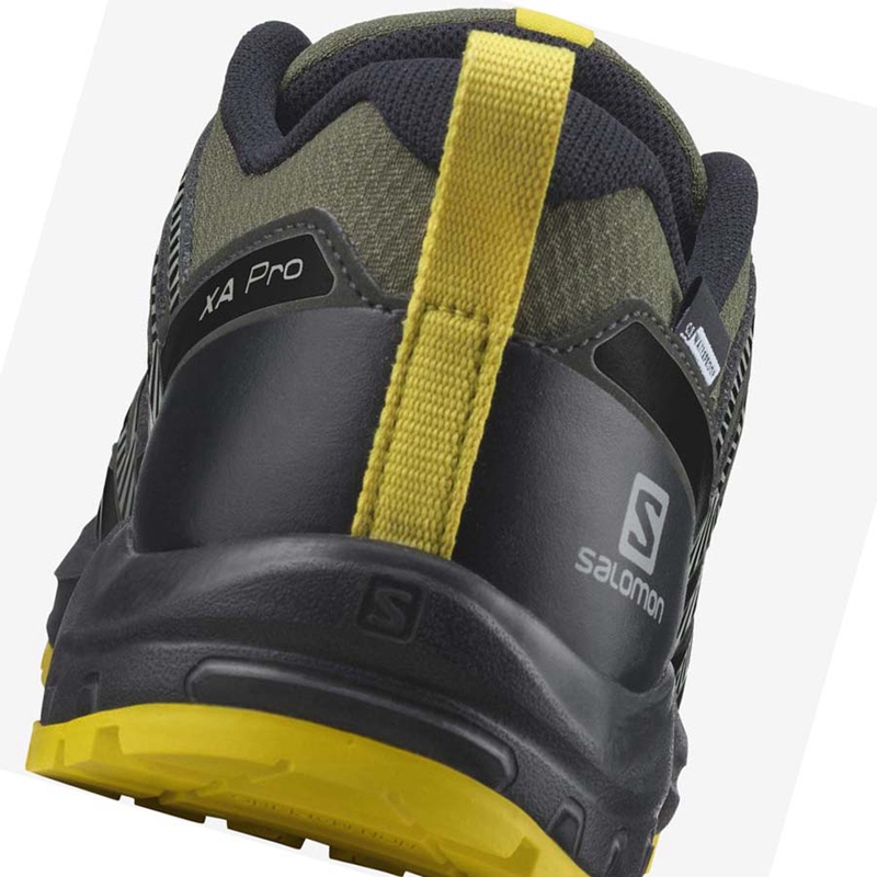 Zapatillas De Trail Running Salomon XA PRO V8 CLIMASALOMON™ WATERPROOF Niños Verde Oliva | 40569-HJFX