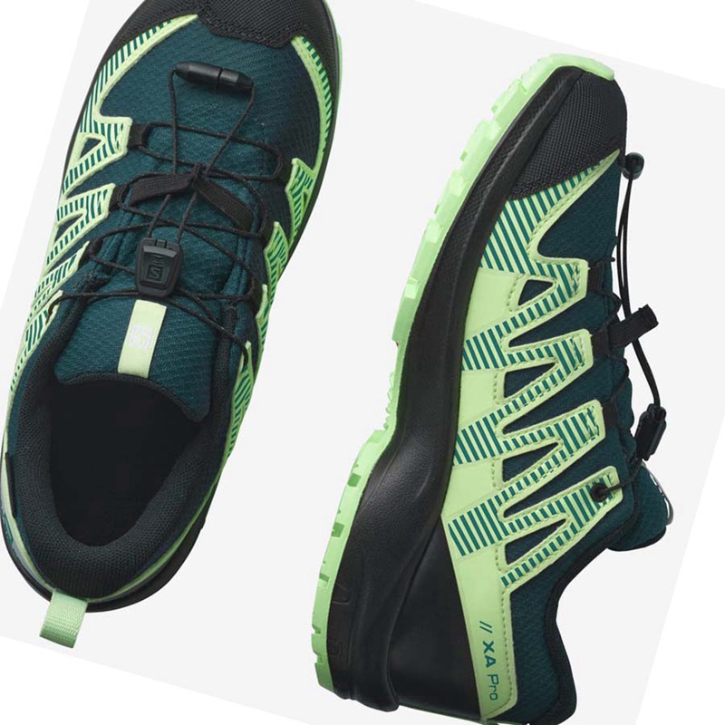 Zapatillas De Trail Running Salomon XA PRO V8 CLIMASALOMON™ WATERPROOF Niños Verde | 54392-XNPB