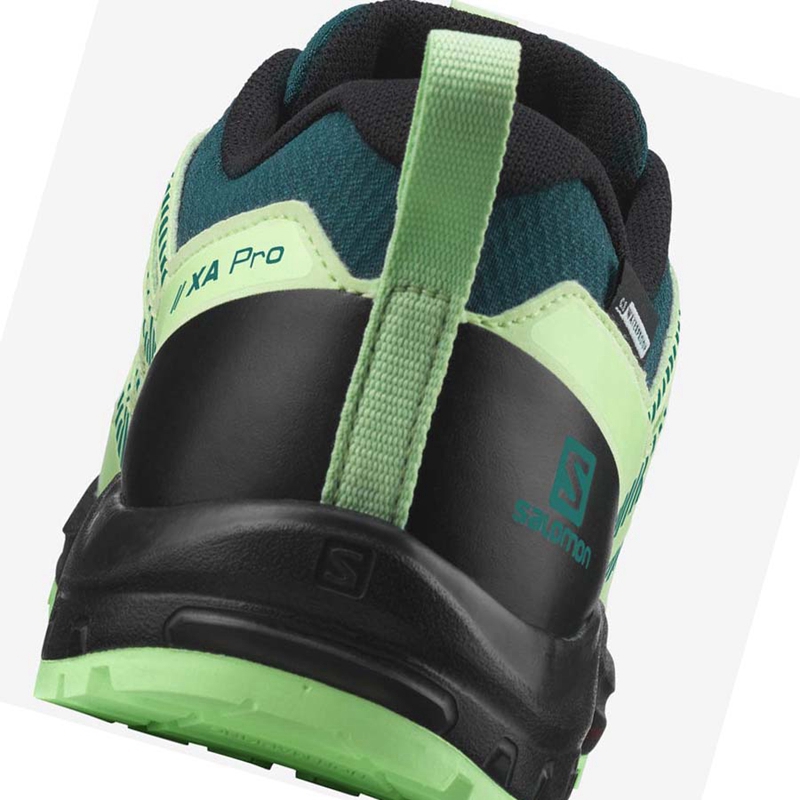 Zapatillas De Trail Running Salomon XA PRO V8 CLIMASALOMON™ WATERPROOF Niños Verde | 54392-XNPB