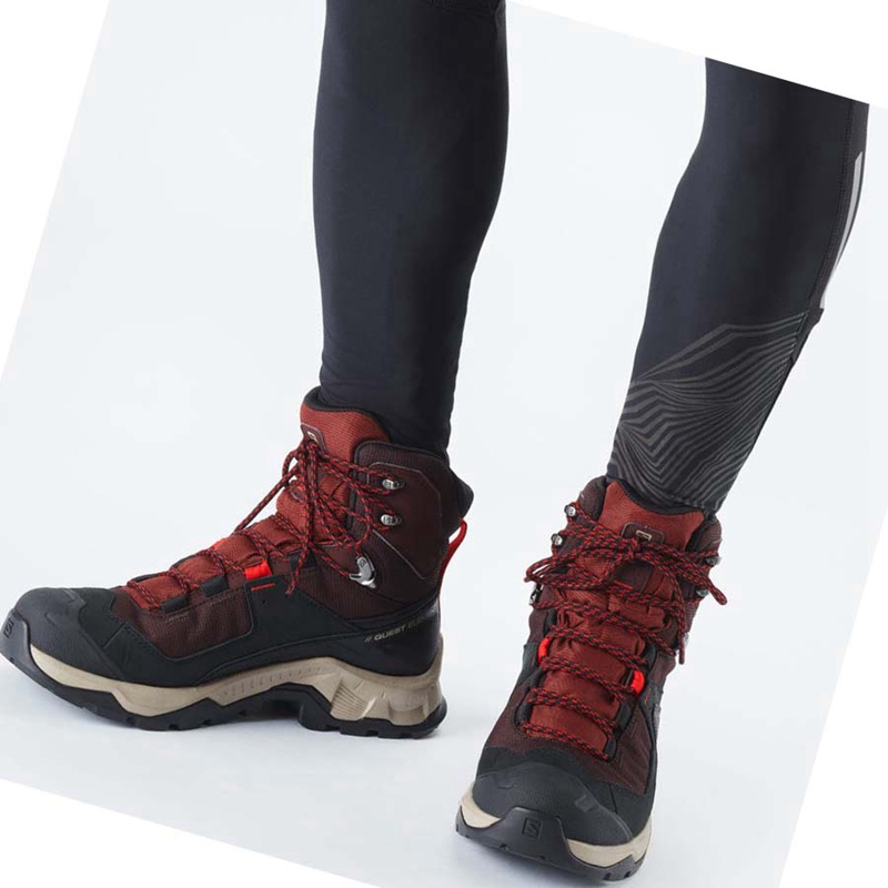 Zapatos De Senderismo Salomon QUEST ELEMENT GORE-TEX Hombre Gris Rojas | 74560-INGZ