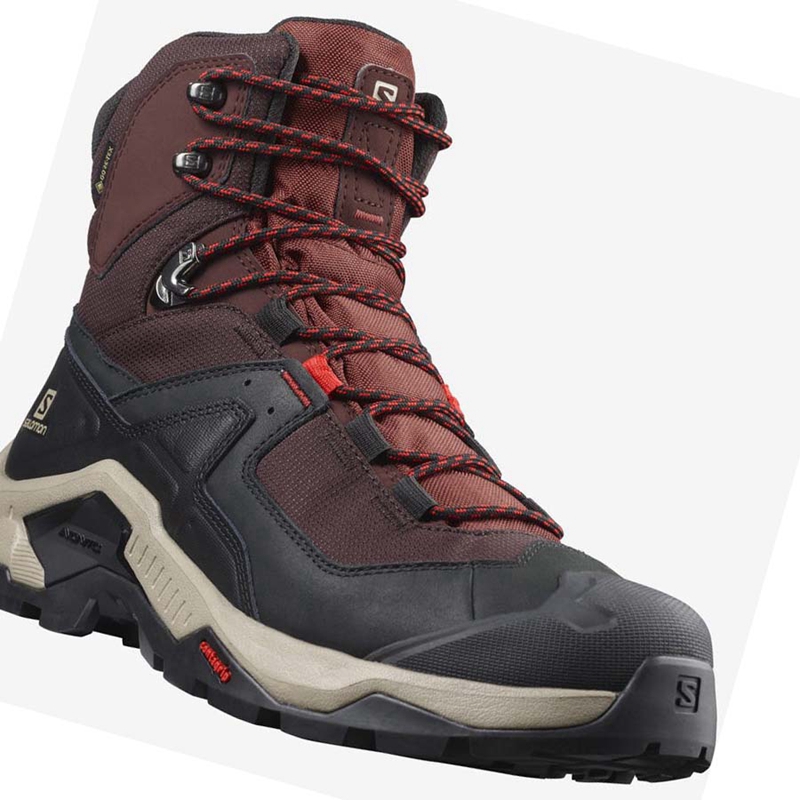 Zapatos De Senderismo Salomon QUEST ELEMENT GORE-TEX Hombre Gris Rojas | 74560-INGZ