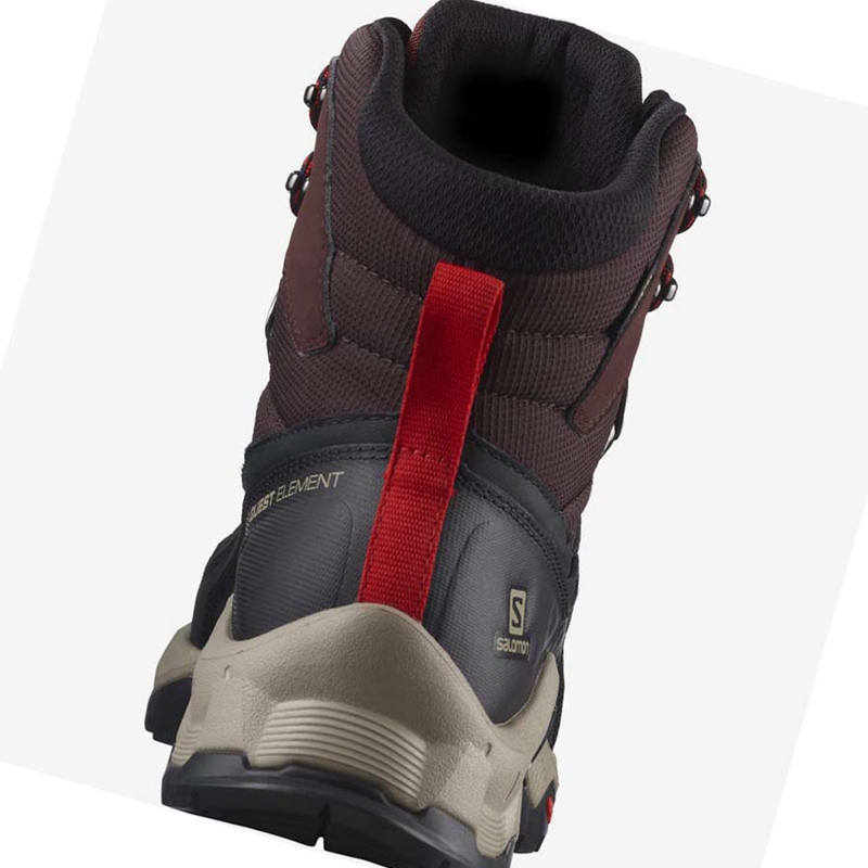 Zapatos De Senderismo Salomon QUEST ELEMENT GORE-TEX Hombre Gris Rojas | 74560-INGZ