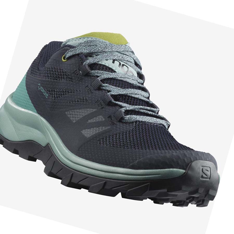 Zapatos De Senderismo Salomon WoOUTLINE GORE-TEX Mujer Negras Verde | 29501-PIEA