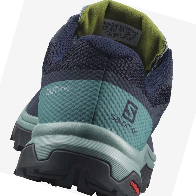 Zapatos De Senderismo Salomon WoOUTLINE GORE-TEX Mujer Negras Verde | 29501-PIEA