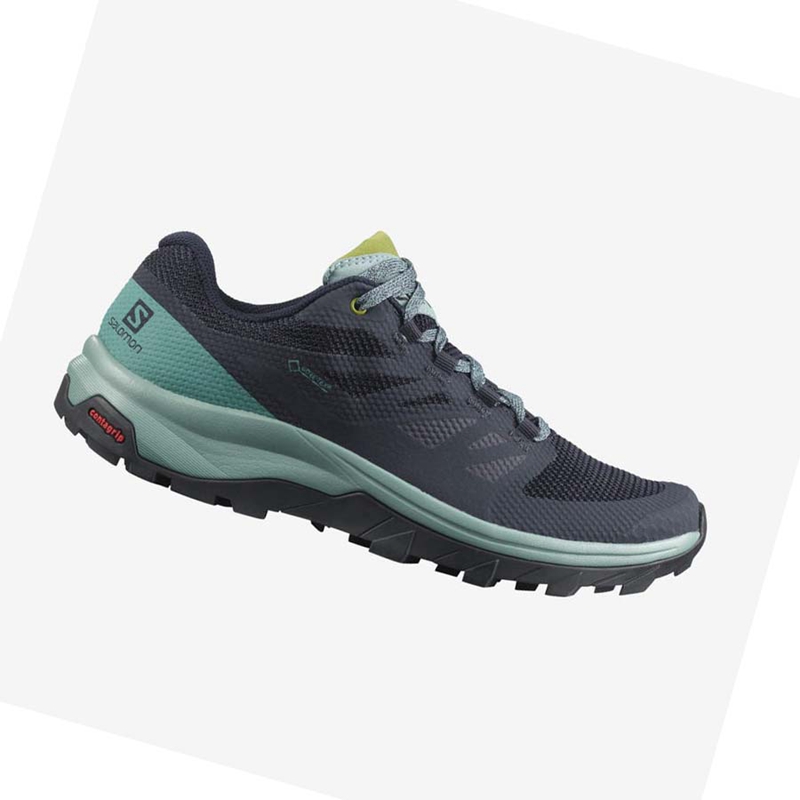 Zapatos De Senderismo Salomon WoOUTLINE GORE-TEX Mujer Negras Verde | 29501-PIEA