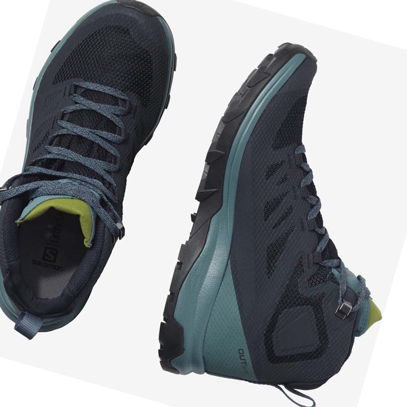 Zapatos De Senderismo Salomon WoOUTLINE MID GORE-TEX Mujer Negras Verde | 54601-FMZW