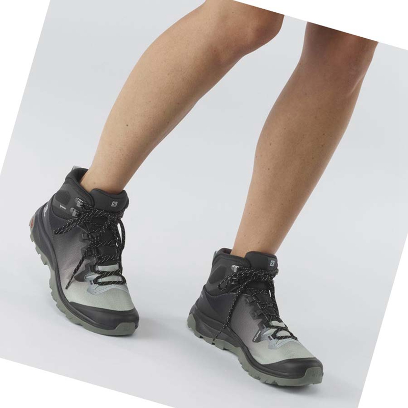 Zapatos De Senderismo Salomon WoVAYA MID GORE-TEX Mujer Negras Blancas | 82719-VLYK