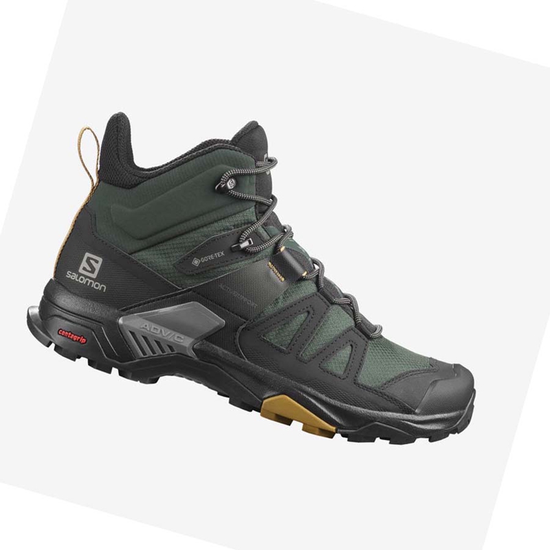 Zapatos De Senderismo Salomon X ULTRA 4 MID GORE-TEX Hombre Verde Negras | 52736-IKET