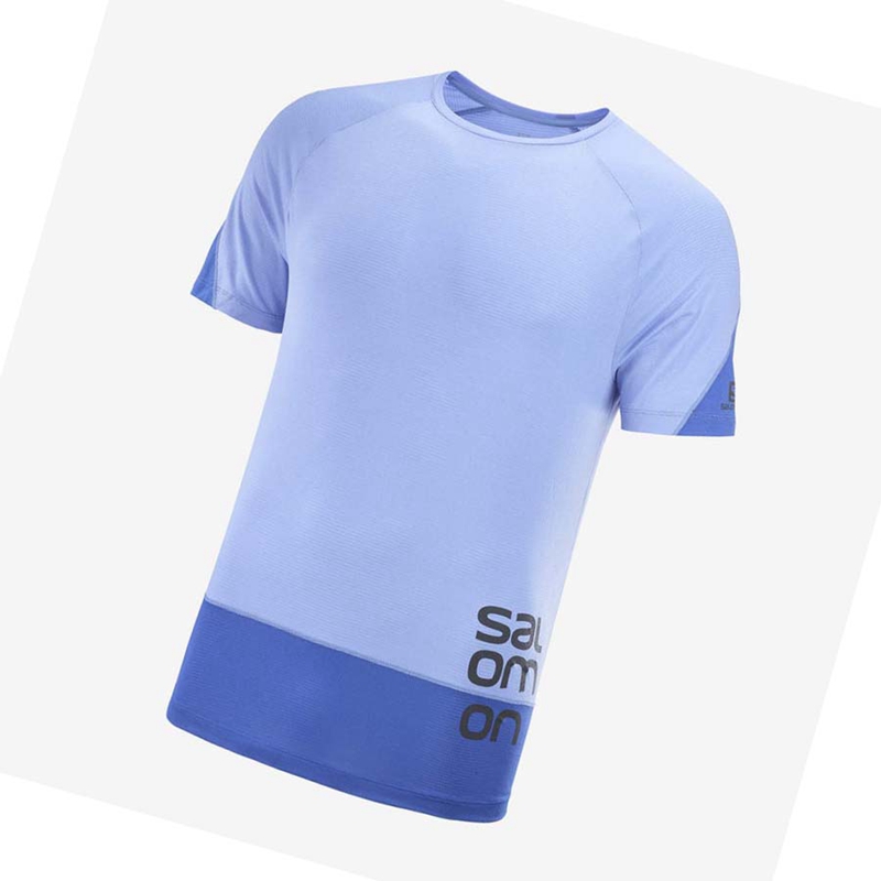 Camiseta Salomon CROSS RUN GRAPHIC Hombre Azules | 59674-YPEC