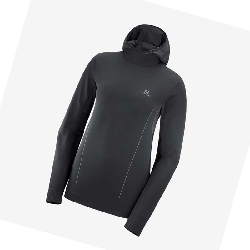 Sudadera Con Capucha Salomon ESSENTIAL SEAMLESS Mujer Negras | 72598-JORI